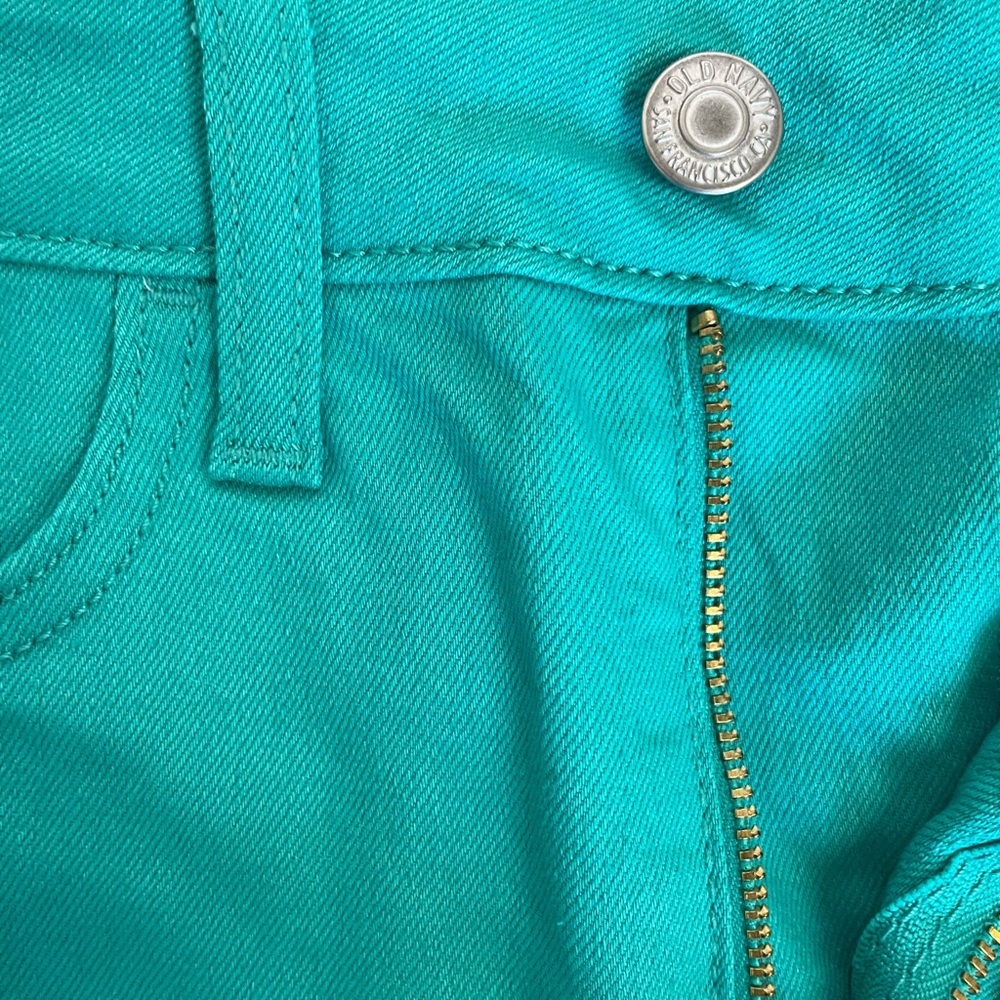 Teal High Rise Jean Shorts - Picture 2 of 7